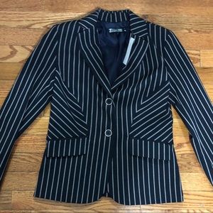 NWT NY&C Navy Blue w/ White Strips Blazer Size 0